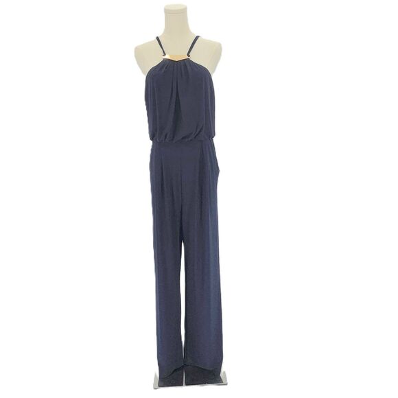 Vince Camuto Pants - Vince Camuto navy blue jumpsuit stretch pockets back zip Medium
